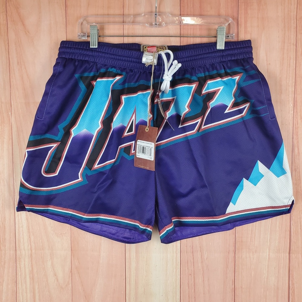 Utah Jazz Swingman Big Face Shorts Womens 2XL Purple Mitchell & Ness Basketball